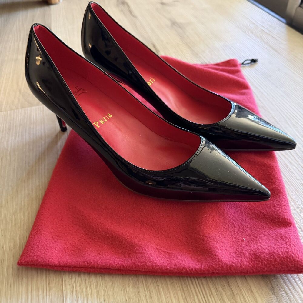 Black Patent Leather Shiny Pump High Heel Shoes sz 40 Unbranded